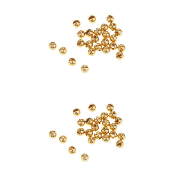 50pcs Golden Tungsten Slotted Beads,2 Sizes,Fly Tying,Fishing Ball Beads